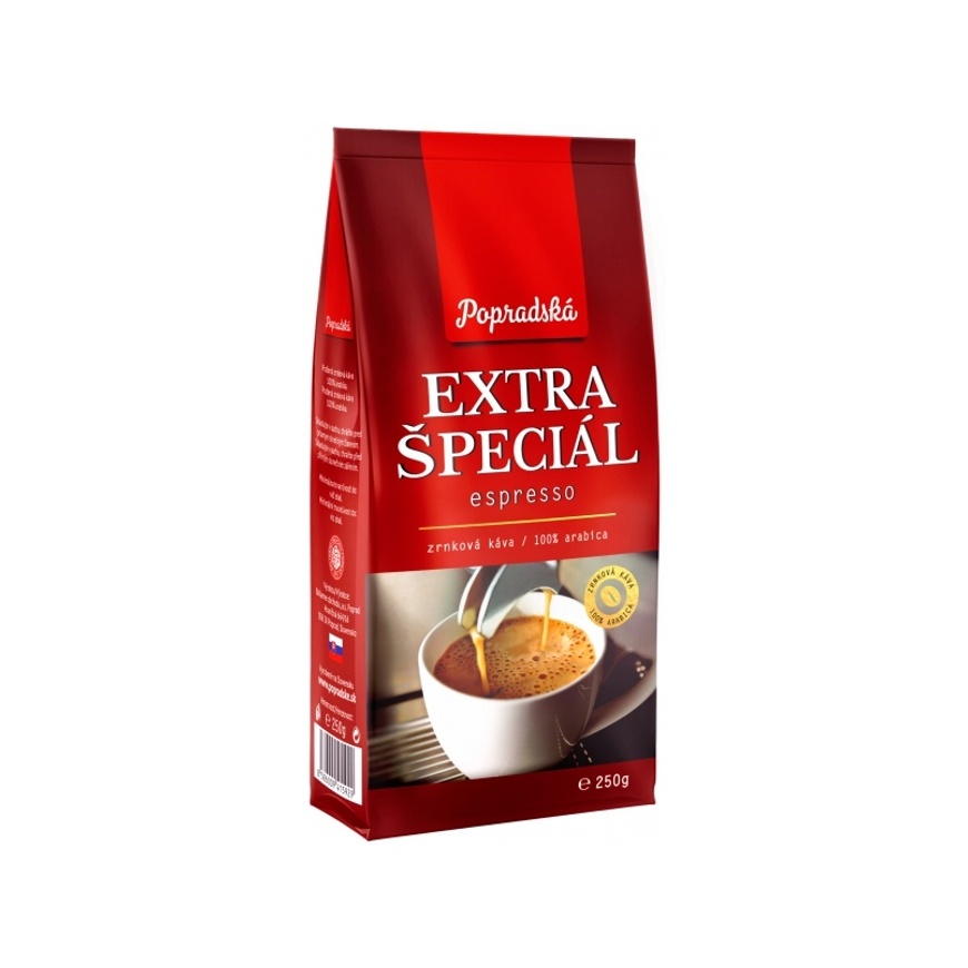 Káva extra špecial 250g Espreso Poprad zrnková