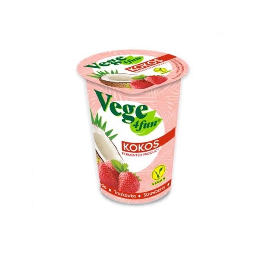 Vege4fun Jogurt kokos jahoda 150 g - Kliknutím na obrázok zatvorte -